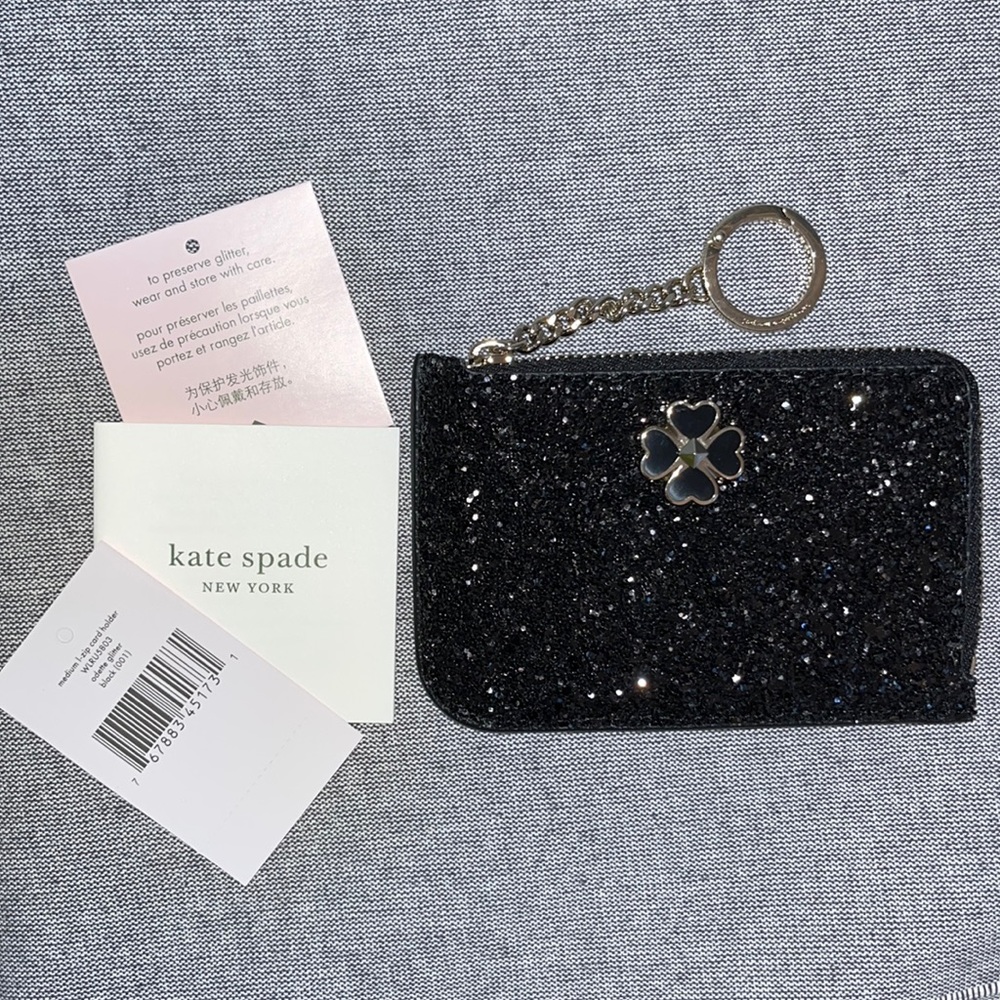 NWT Kate Spade Odette Glitter Card Holder Keychain Wallet